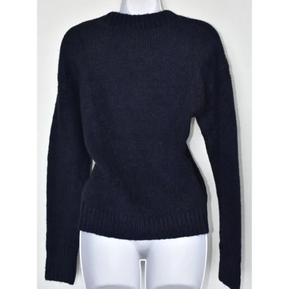 DIANE VON FURSTENBERG NWT CARMELLA V-NECK ALPACA/MERINO WOOL NAVY SWEATER.SIZE S - Picture 6 of 9